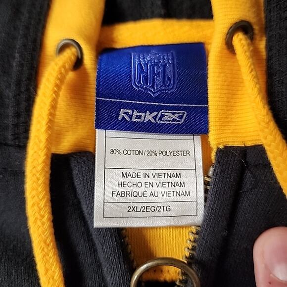 VTG Reebok Pittsburgh Steelers NFL Pullover Hoodie 2XL Black Sweatshirt - Picture 4 of 5